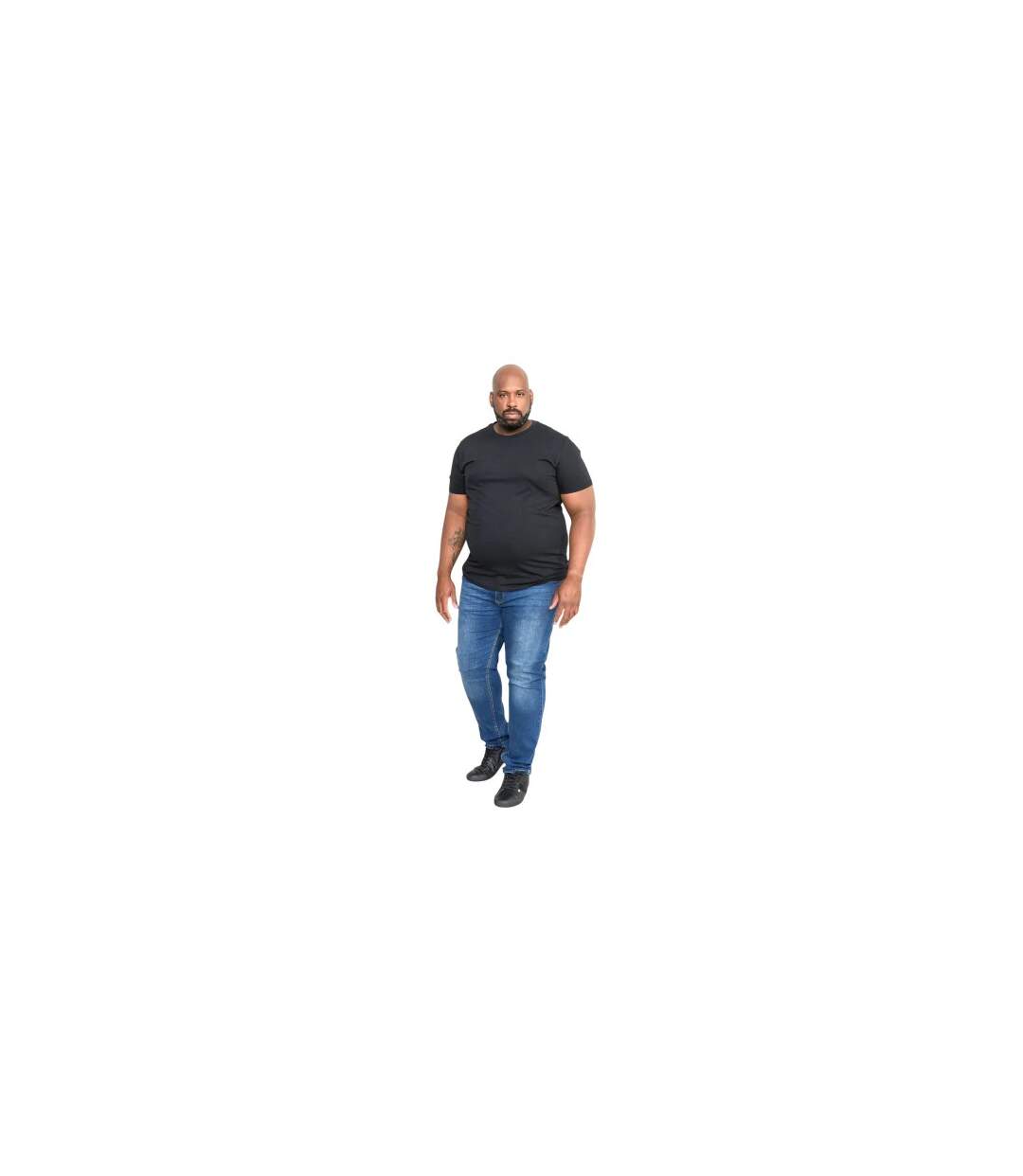 Lot De 5  T-shirts Manches Courtes Grande Taille En Coton Smartly Homme Noir Duke-1