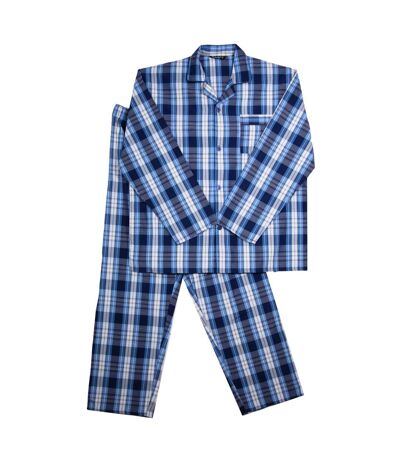 Ensemble De Pyjama Long Motif/style À Carreaux Homme Bleu Keanu