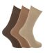 Mens Big Foot Non Elastic Diabetic Socks (3 Pairs) (Shades Of Brown) - UTMB385