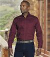Men's Patterned Poplin Shirt - Burgundy Atlas For Men