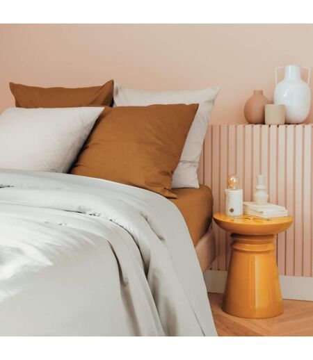 Parure de Lit 3 Pièces Percale 240x220cm Beige Lin