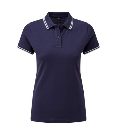 Asquith & Fox Womens/Ladies Classic Fit Tipped Polo (Navy/White)