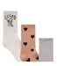 Lot De 3  Chaussettes Motif/style Cœur Femme Blanc Marron Gris Skims-3