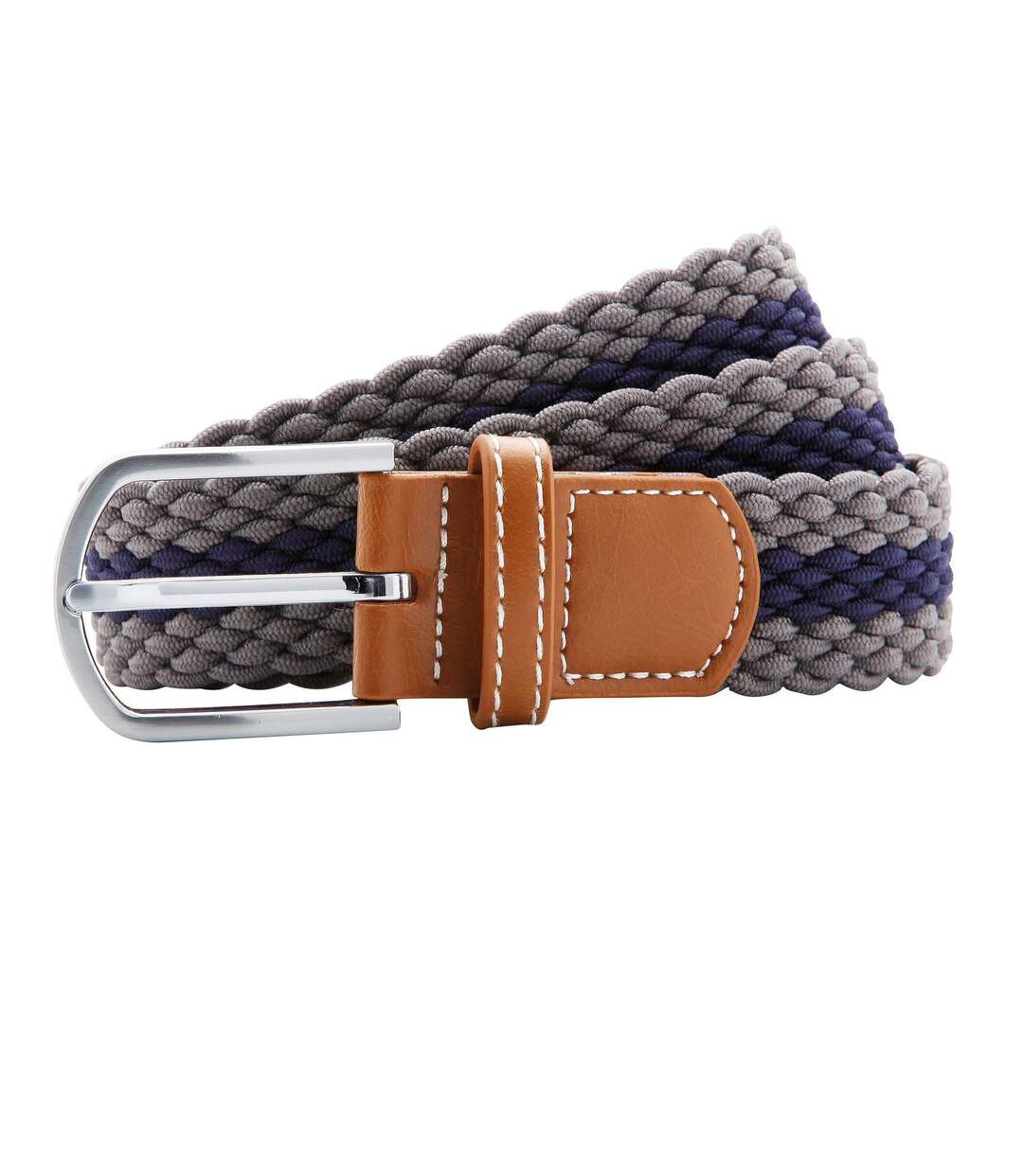 Ceinture stretch tressée à rayures - bicolore - AQ901 - gris - marine