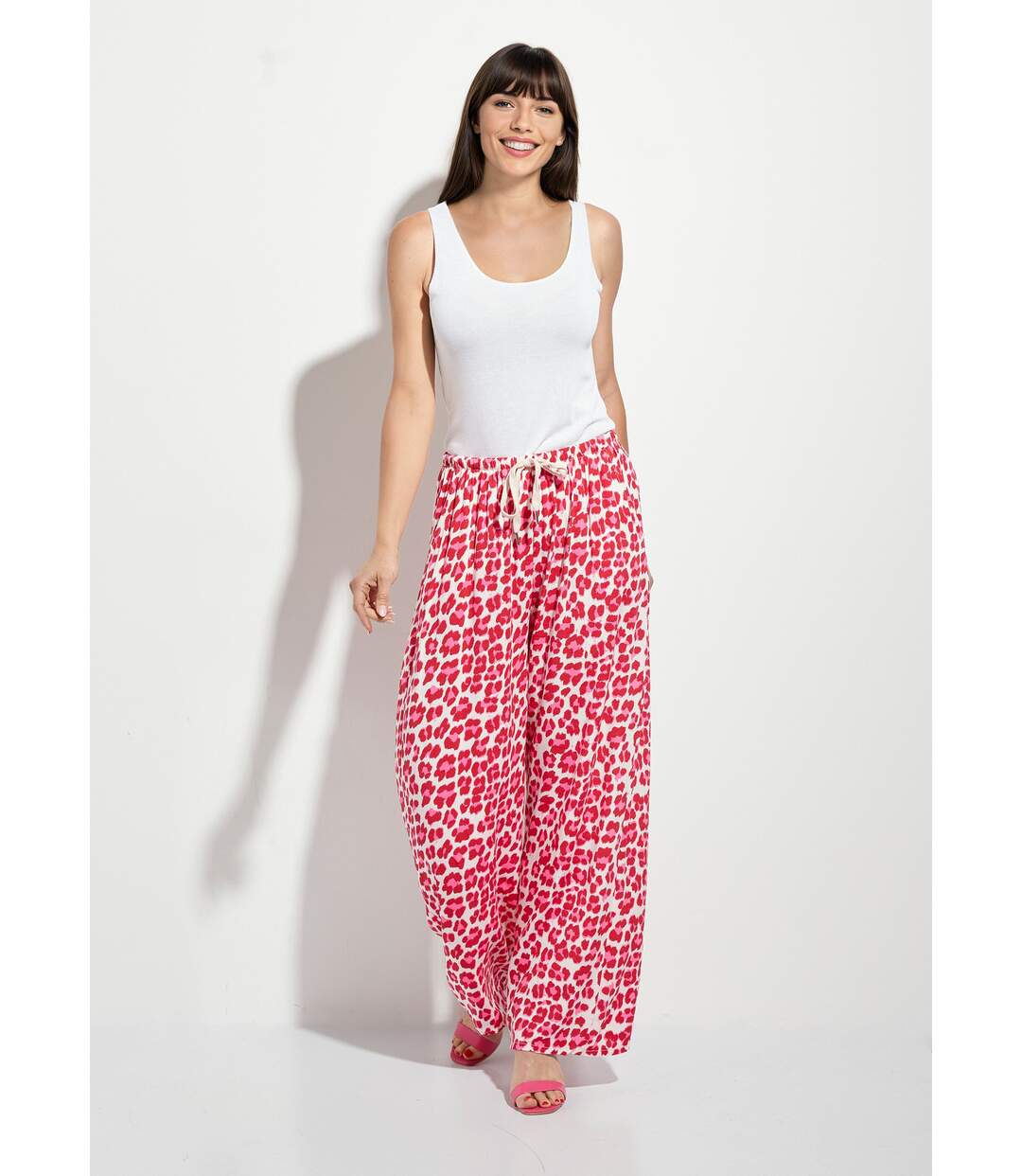 Pantalon large avec motif léopard fluo-3