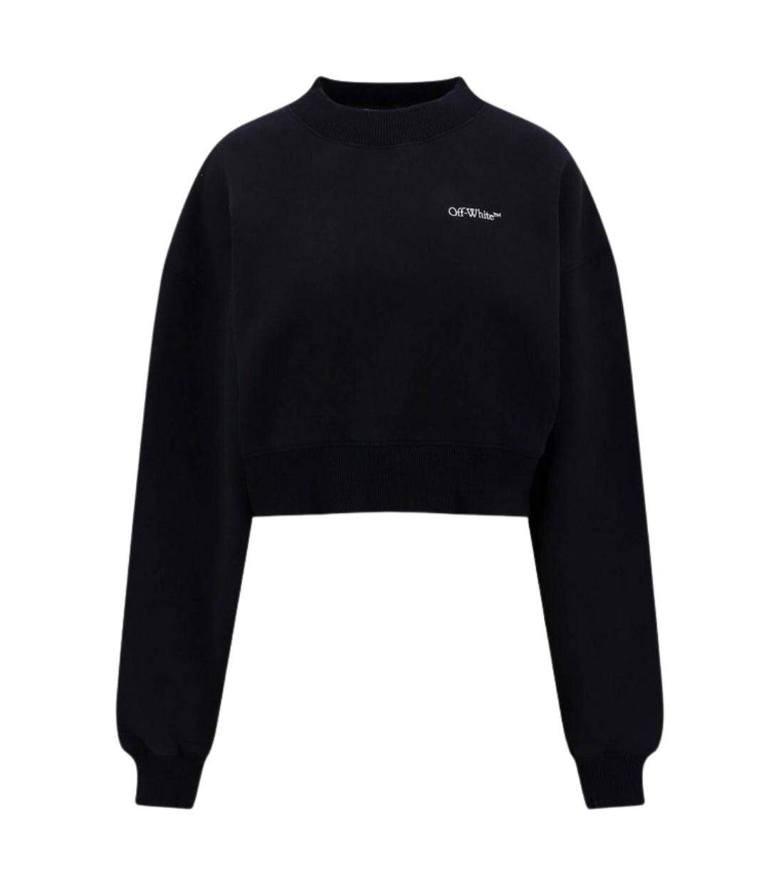 Womens/ladies For All Book Cropped Sweatshirt Black Off White-2