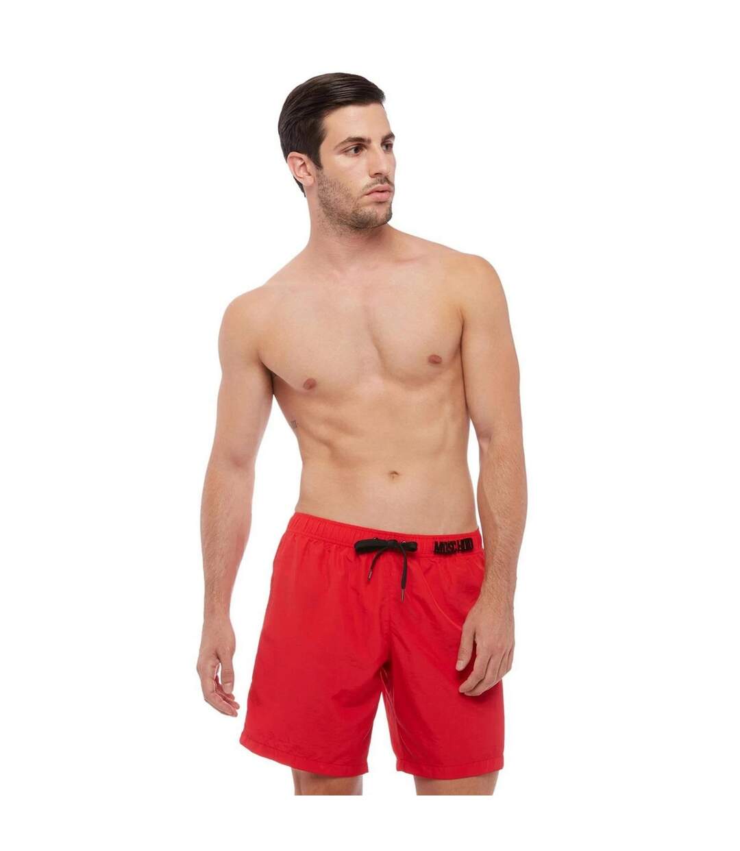 Short De Bain Motif/style Logo Métallique Homme Rouge Moschino-1