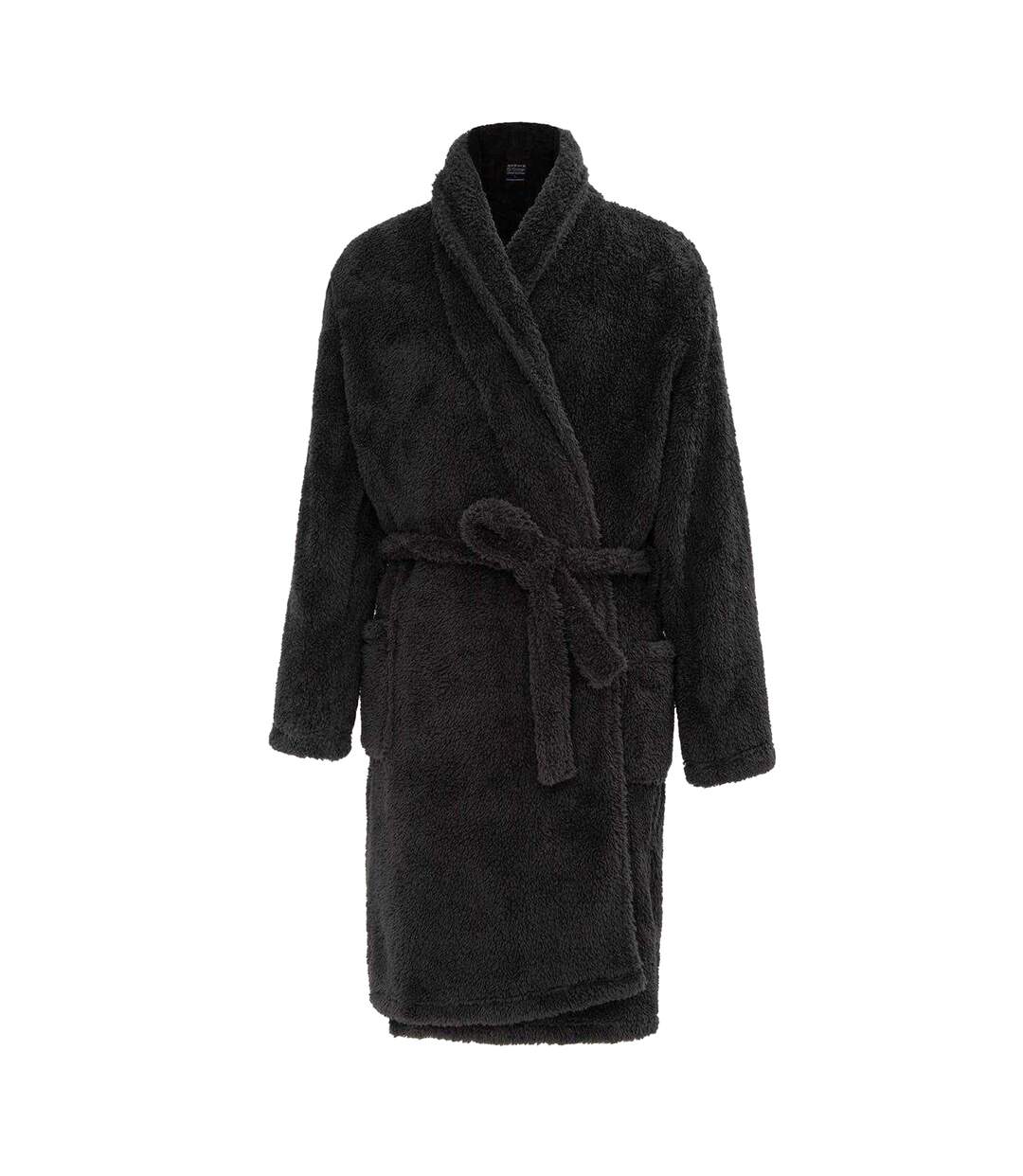 Mens Plush Fleece Long-sleeved Robe Black Howick-1