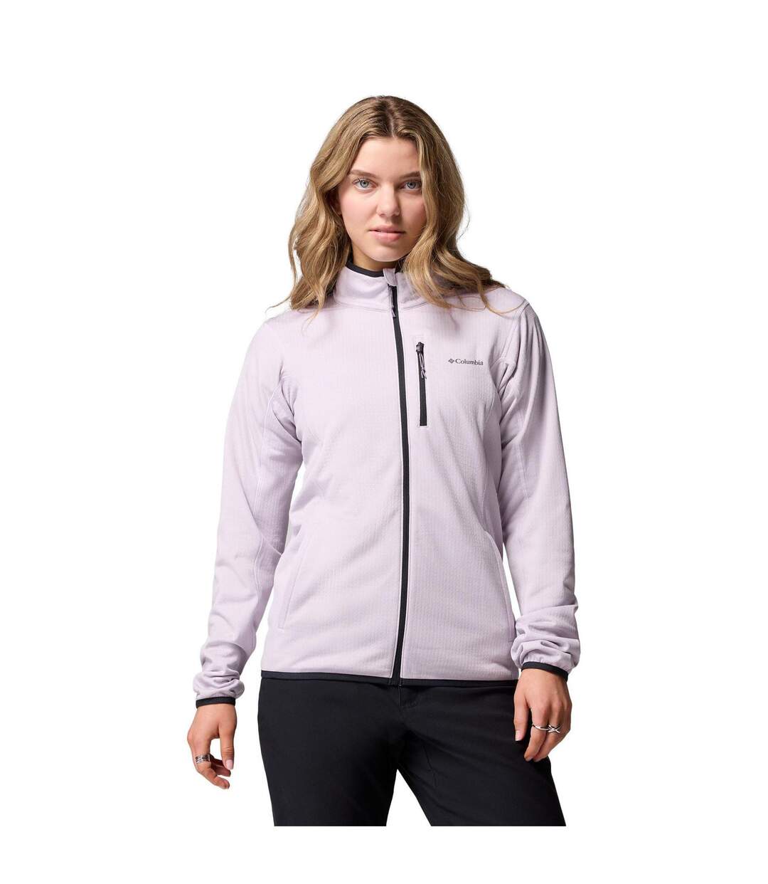 Womens/ladies Hike Grid Full Zip Fleece Jacket Lavender Columbia-2
