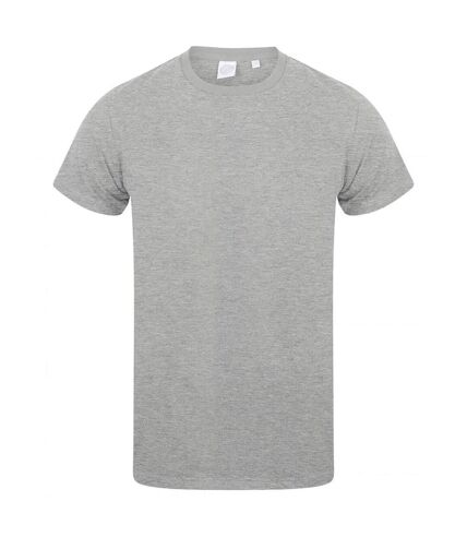 Skinni Fit Men Mens Feel Good Stretch V-neck Short Sleeve T-Shirt (Heather Grey)