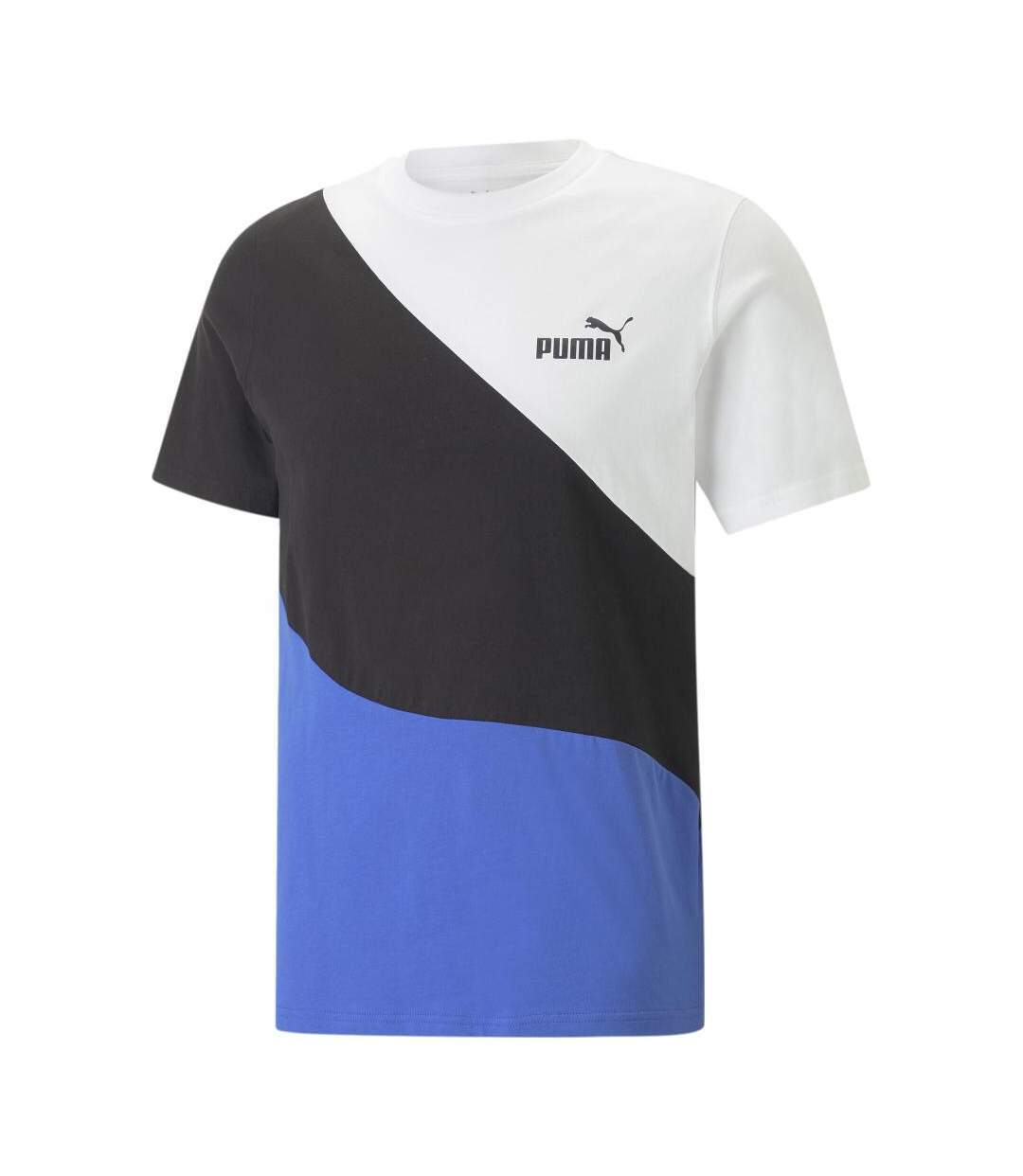 T-shirt blanc/noir/bleu homme puma power cat-1
