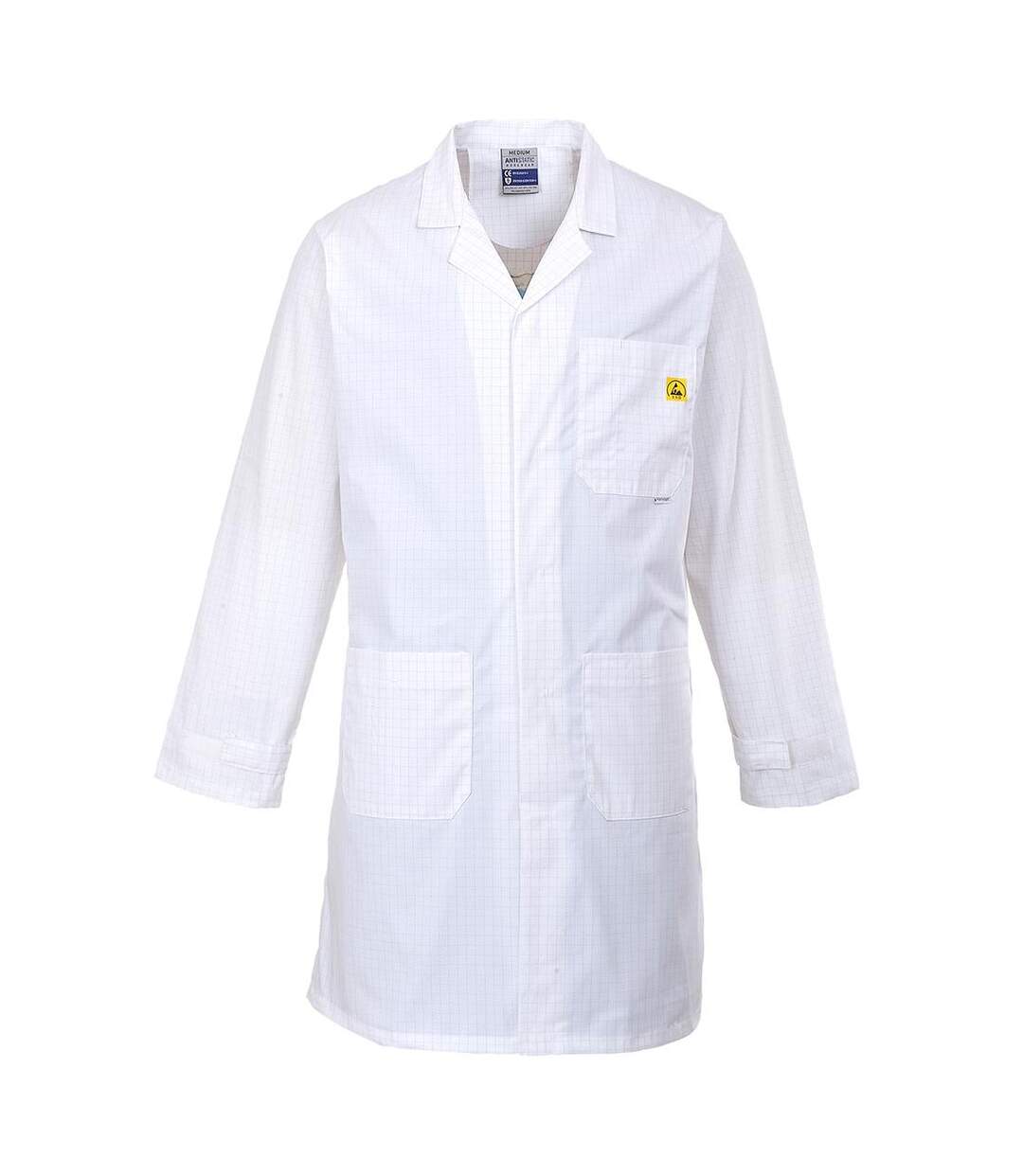Unisex adult anti-static coat white Portwest-1