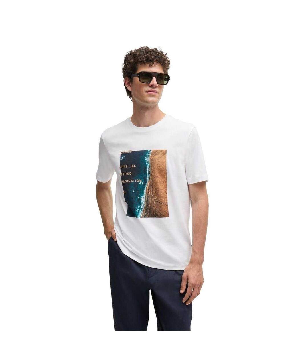 T-shirt What Lies Beyond Imagination Homme Blanc Boss-1