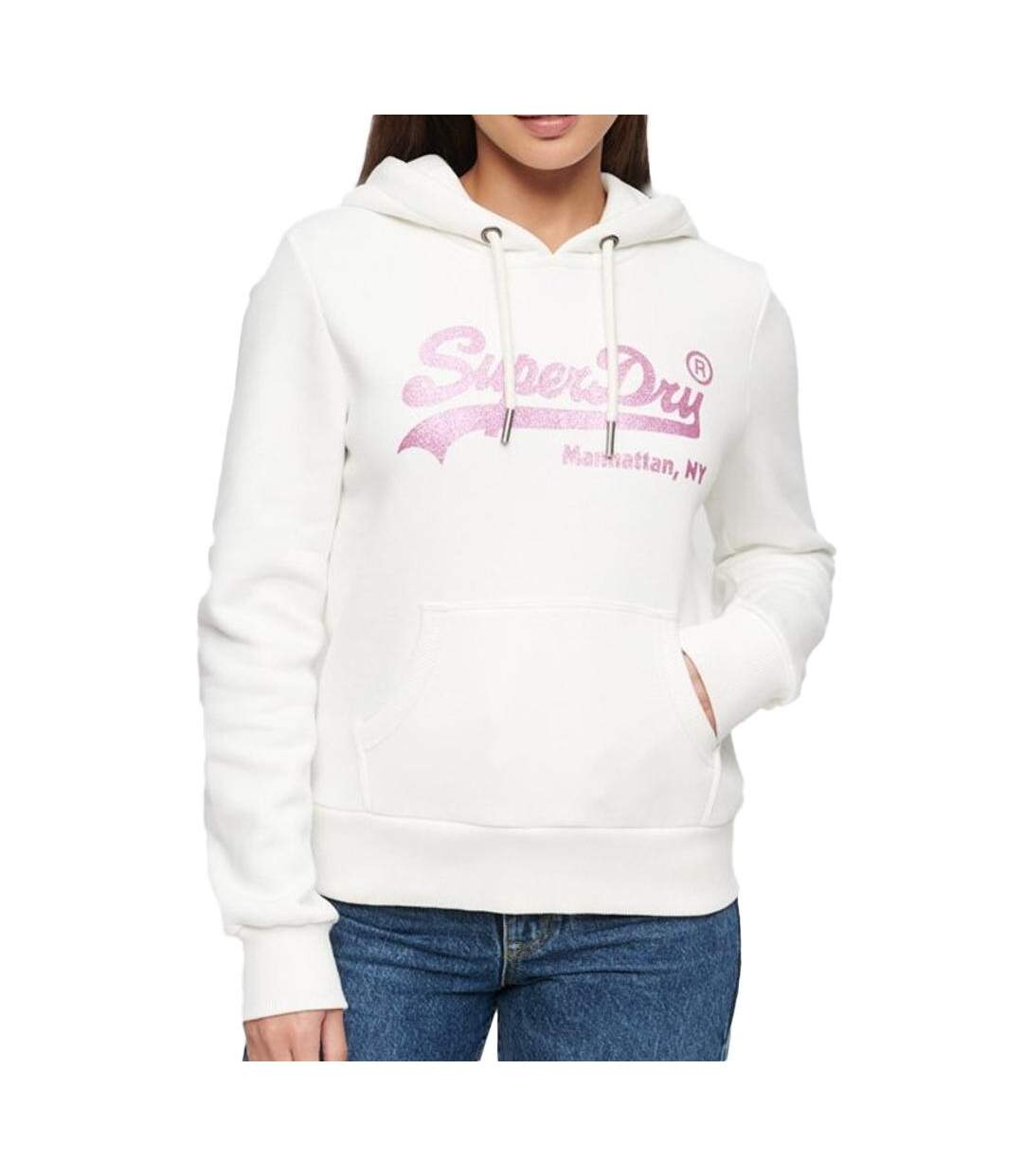 Sweat capuche Ecru Femme Superdry Embellished Vl - L-1