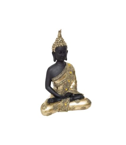 Bouddha Déco Assis 34cm Or & Noir