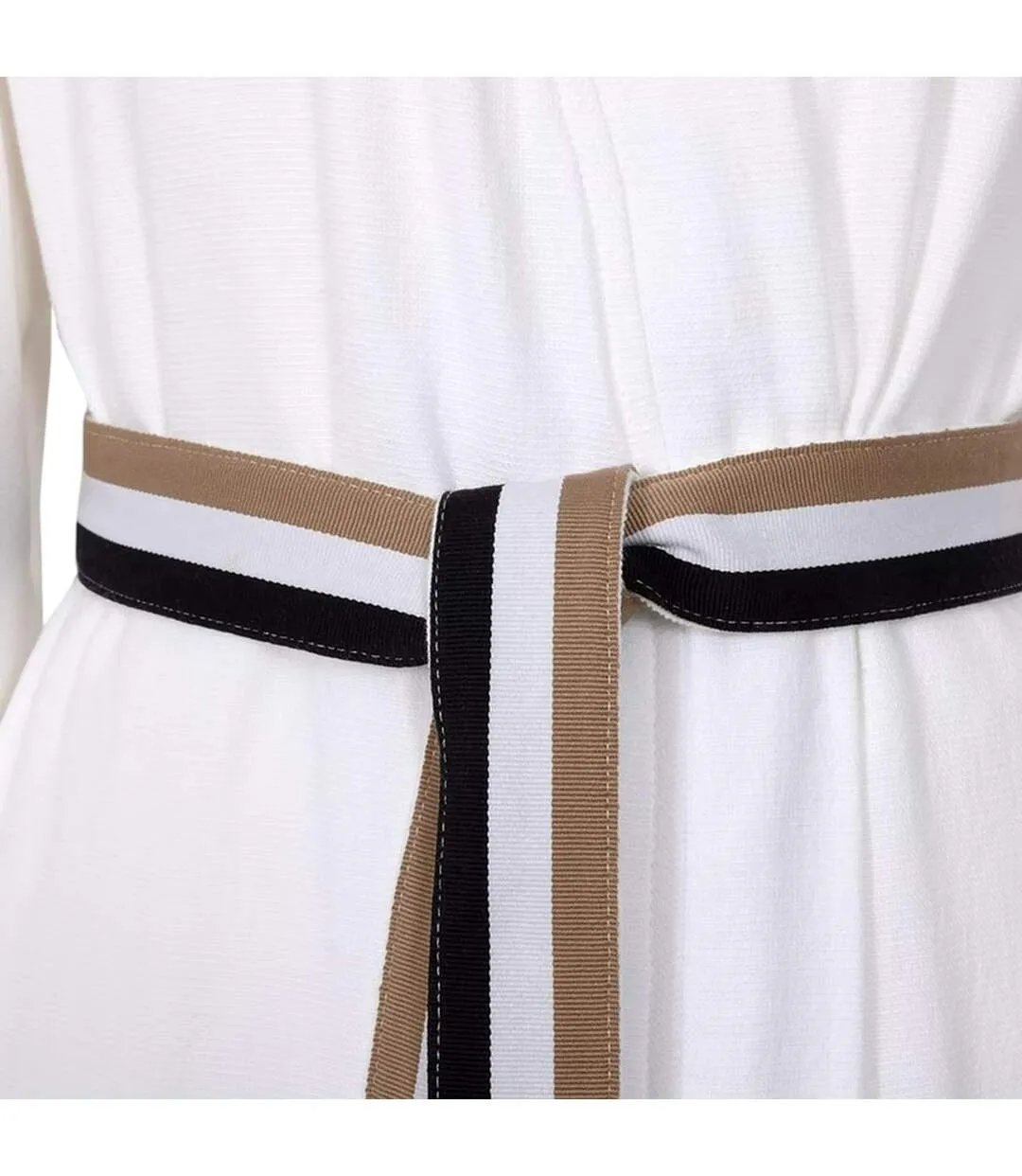 Womens/ladies Blinea Stripe Detail Kimono Robe White Boss-4