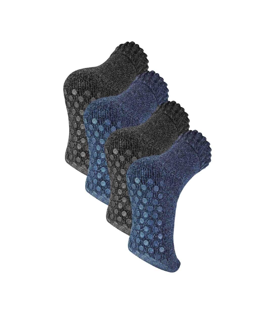 4 Pack Mens Warm Merino Wool Slipper Socks for Indoors-1