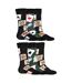 Pack Of 6  Mens Royal Flush Poker Cotton Socks  Black Multicoloured Soxy-2