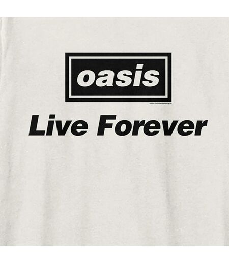 Unisex adult live forever oasis t-shirt vintage white Amplified