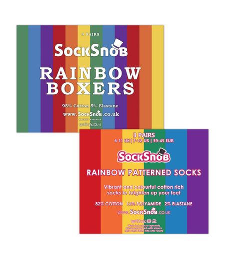 Mens Rainbow Socks & Boxers Set | 4 Pack Boxers & 3 Pack Striped Novelty Socks