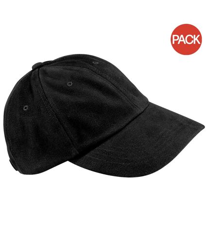 Beechfield Unisex Low Profile Heavy Brushed Cotton Baseball Cap (Pack of 2) (Black) - UTRW6740