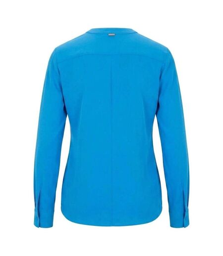 Womens/ladies Silk Regular Long-sleeved Blouse Bright Blue Boss