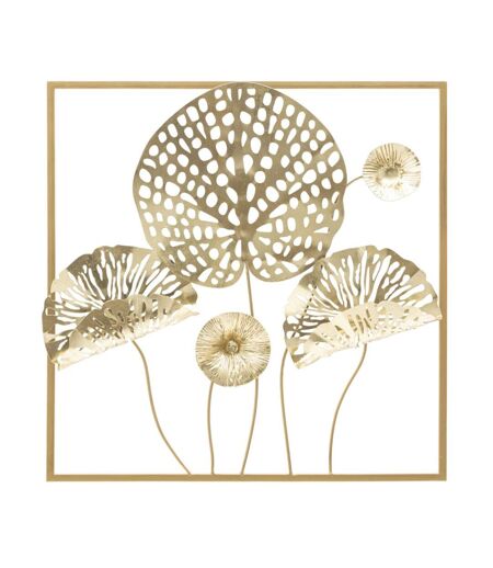 Décoration Murale Encadrée en Métal Flowers 50cm Or
