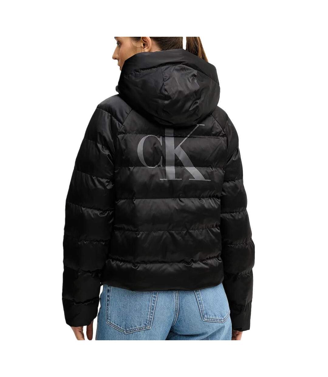 Doudoune noire femme calvin klein jeans satin-2