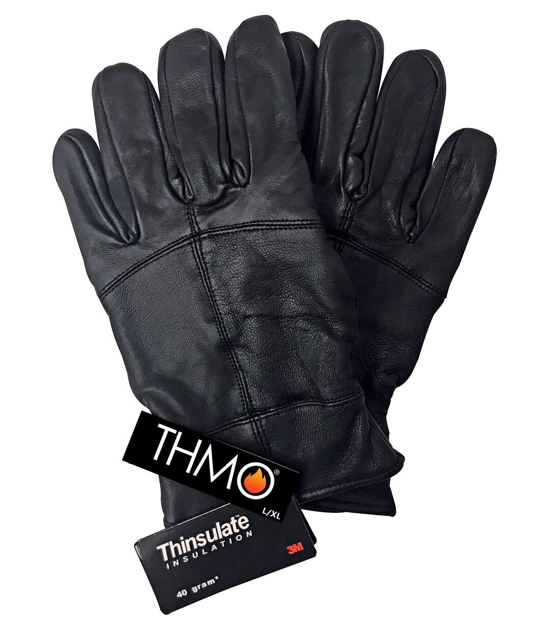 Homme Gants Cuir en Noir | THMO | Doublés Polaire Gants Thinsulate Chaudes-2