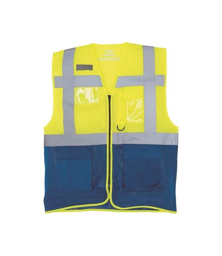 Gilet executive adulte jaune fluo / bleu roi Yoko