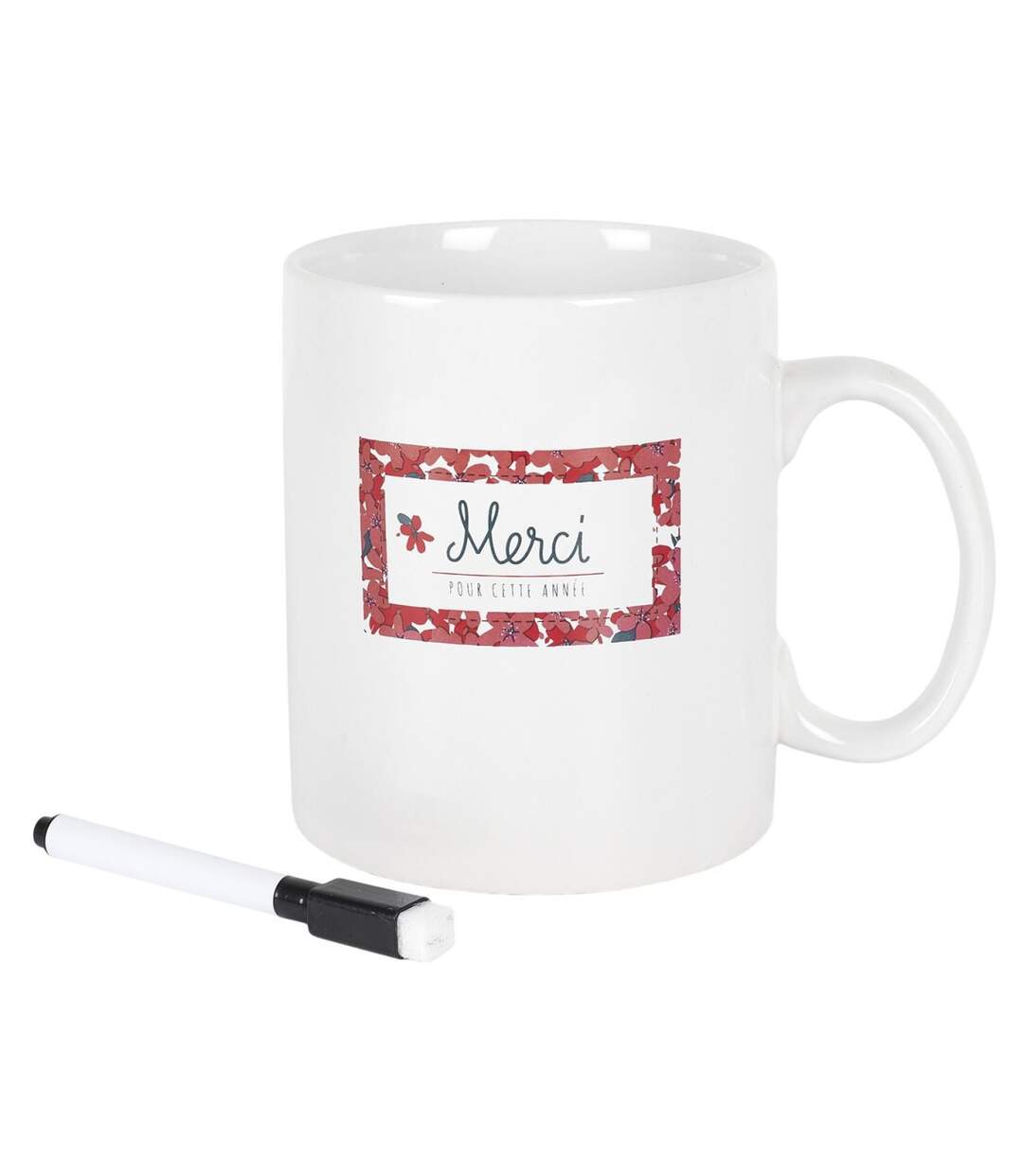Mug XXL & Stylo Merci 80cl Blanc-1