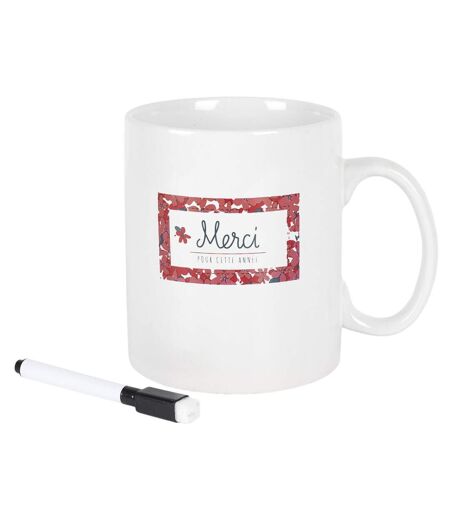 Mug XXL & Stylo Merci 80cl Blanc