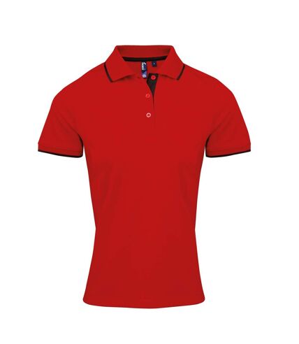 Premier Womens/Ladies Contrast Coolchecker Polo Shirt (Red/Black) - UTRW5519