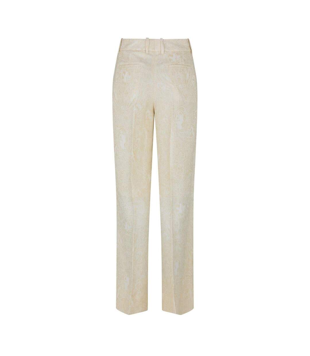 Womens/ladies Fresco Paisley Straight Trousers Coconut Off White-2