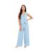 Womens/ladies Shiny Skinny Waistcoat Light Blue Be You-2