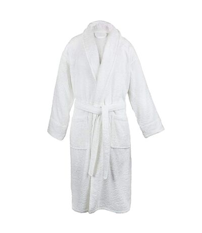 A&R Towels Peignoir de bain unisexe pour adultes avec col châle (Blanc) - UTRW6532
