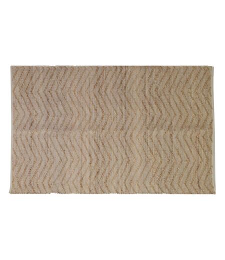 Tapis en jute et coton naturels Zig-zag Naturel - 120 x 180 cm