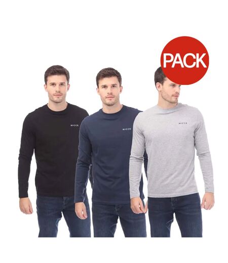 T-shirts manches longues julian homme noir / bleu marine / gris Nicce
