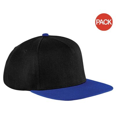 Beechfield Unisex Original Flat Peak Snapback Cap (Pack of 2) (Black/Royal Blue) - UTRW6745