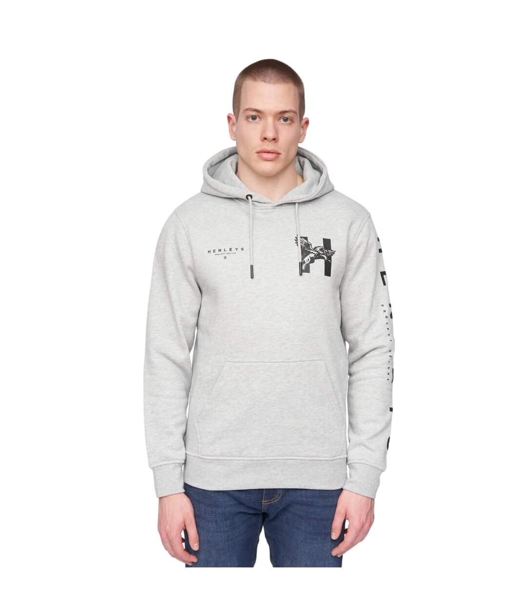 Sweat à capuche kilhen homme gris chiné Henleys