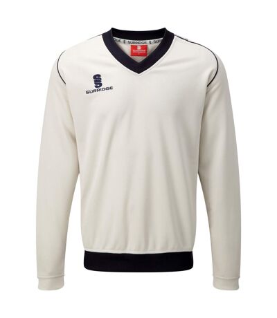 Surridge Mens Fleece Lined Sweater / Sports / Cricket (White/ Navy trim) - UTRW2866