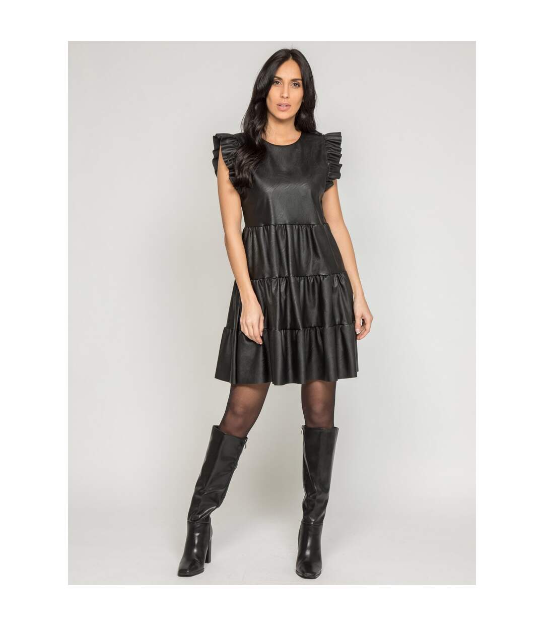 Robe courte similicuir IODINE - Dona X Lisa-4