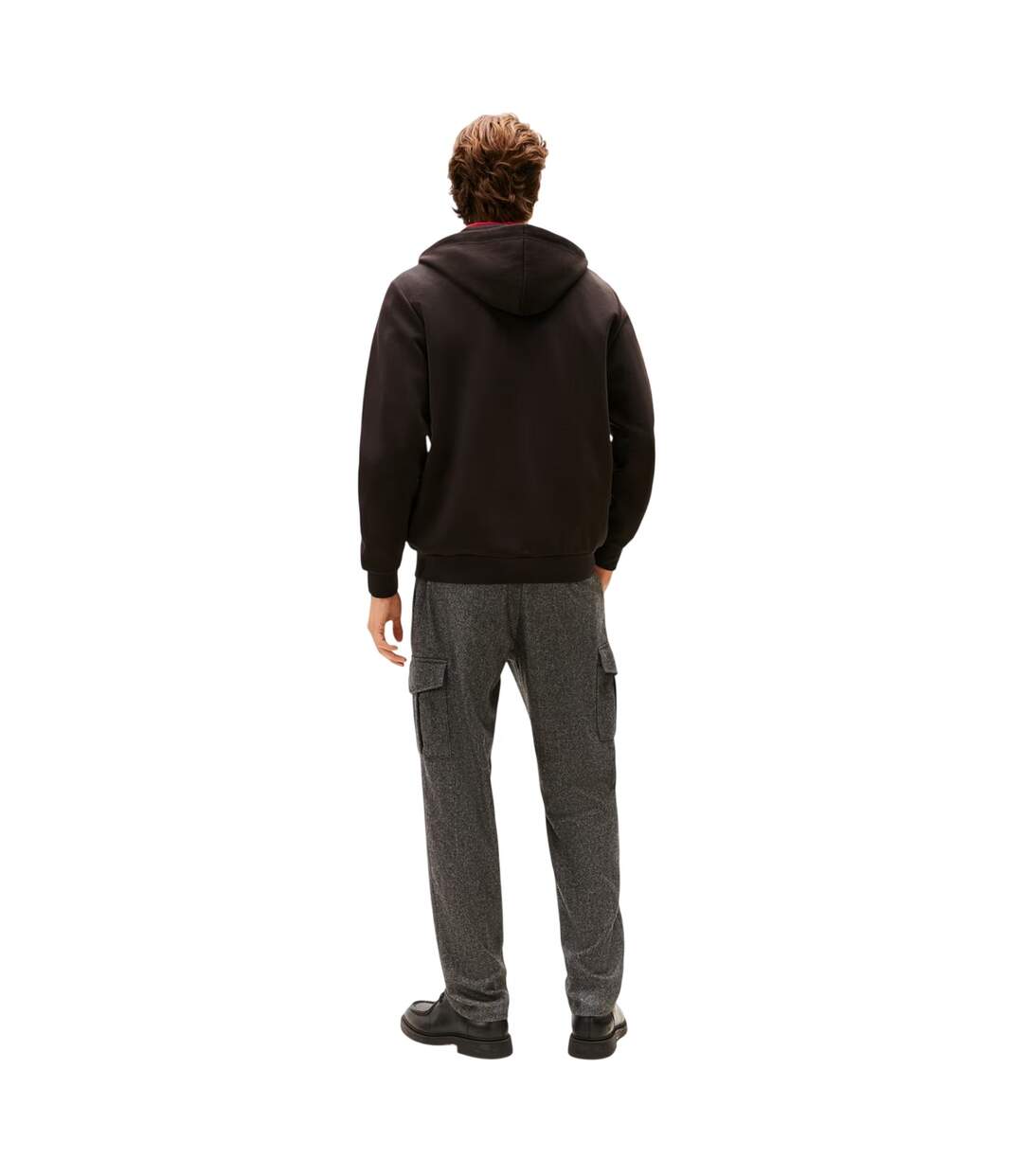 Mens Regular Long-sleeved Full Zip Hoodie Black Tommy Hilfiger-3