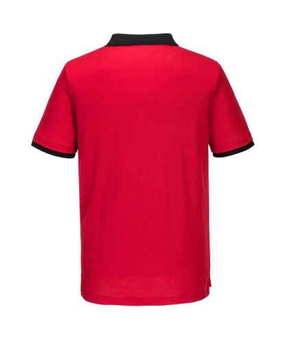 Mens cotton active polo shirt red/black Portwest