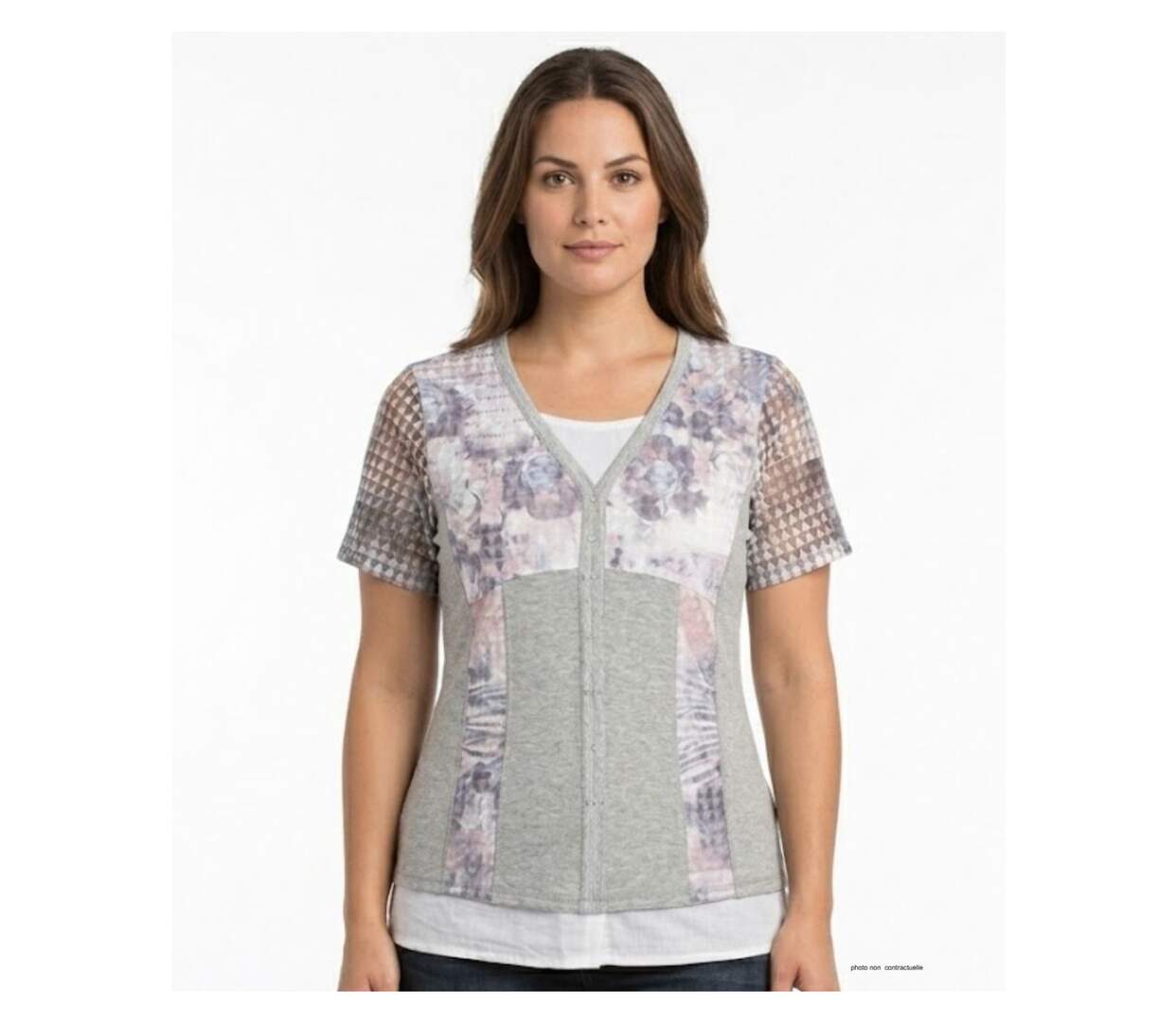 Tee-shirt MAYFLOWER BAG15087A à superposition : l'élégance fantaisie en pur coton-1
