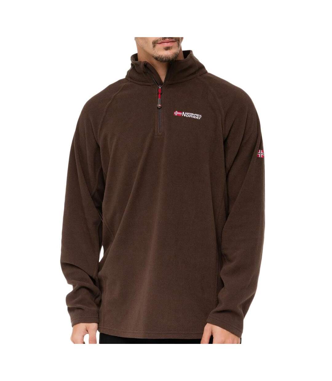 Veste polaire 1/4 de zip marron homme geographical norway men 233-1