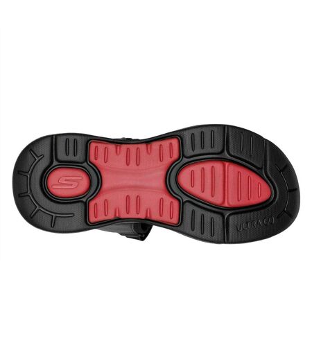 Mens Arch Fit Flat Sandals Black Red Skechers