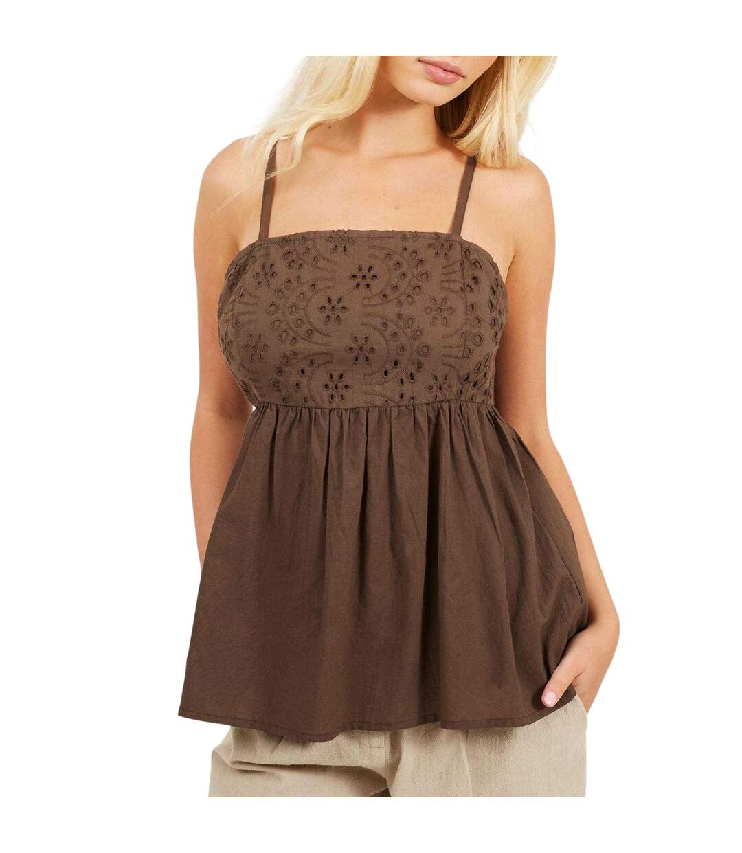 Débardeur Motif/style Broderie Femme Marron Brave Soul-2