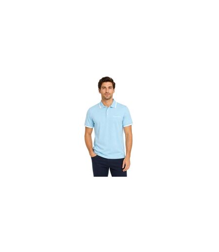 Mens Tipped Polo Shirt Sky Blue Aquascutum