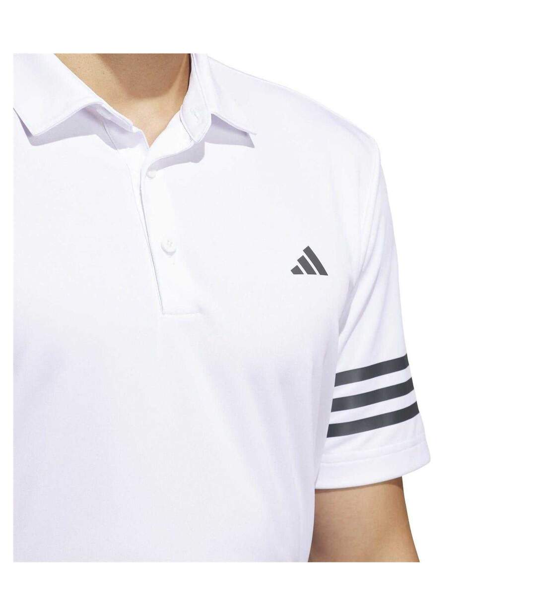 Polo Motif/style Rayé Homme Blanc Adidas-3